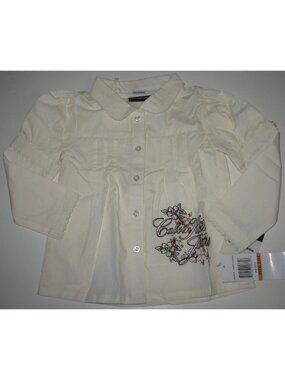 Calvin Klein Baby Girl's Blouse Shirt Size 12 Months Mos Beige Dressy NEW U25